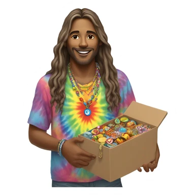 Hippie with a box  sticker