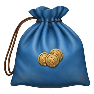 blue coins inside brown money bag sticker