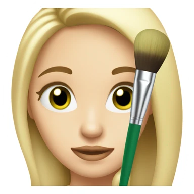A makeup artist blonde girl with green eyes with a makeup brush in her hand sticker