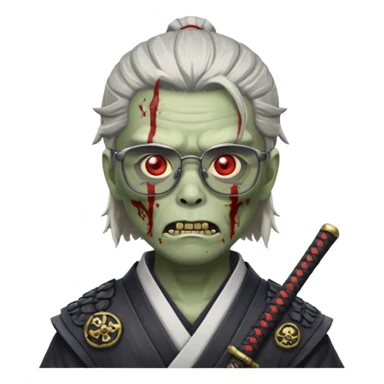 zombie samurai with glasses, highlight the glasses sticker