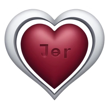 Burgundy heart with the letters Jer in the middle  sticker