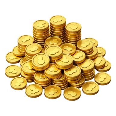 small pile of gold coins, 3D emoji style, shiny gold, no symbols, no text,  sticker