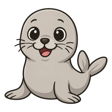 a cute seal with big eyes and a happy expression sticker