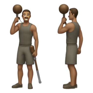 men with a macebell sticker