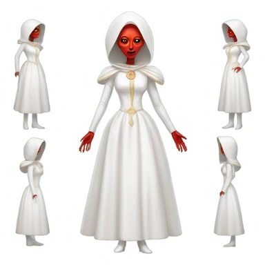 a red alien woman full body in white Romanov dress sticker