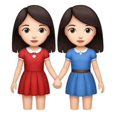 Two friends holding hands girls dark hair sticker