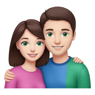 pink polaroid photo of a couple thats white with brunette hair blue and green eyes sticker