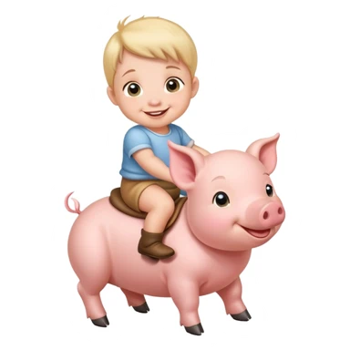 baby riding a piglet sticker