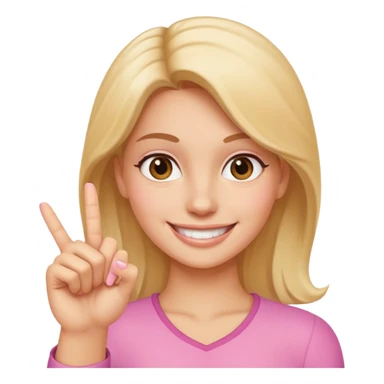 woman holding up her pinky finger while smiling sticker