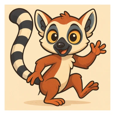 cartoon lemur, playful pose, big eyes sticker