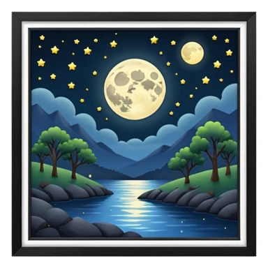 moonlit solo night scene sticker