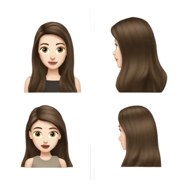 Brunette long hair blowout girl, pale skin, Chanel birkin Dior sticker