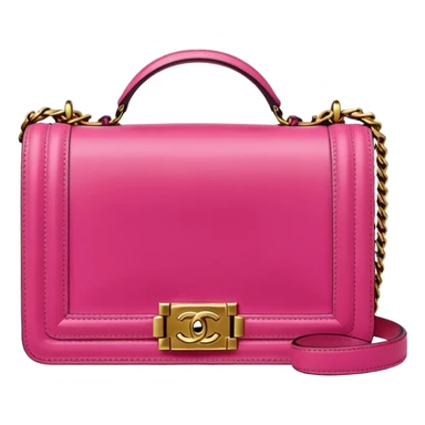 chanel le boy bright pink bag with gold hardware sticker
