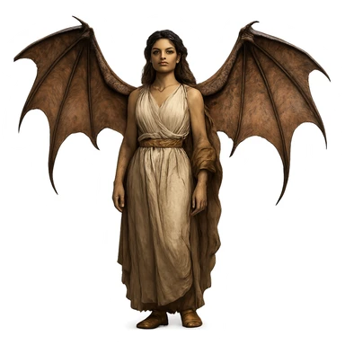 fullbody ancient woman with dragon wings sticker