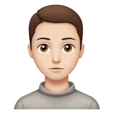 white skin, brown eyes, buzzed brown hair, neutral expressio sticker