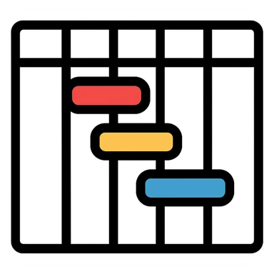 simple Gantt chart icon with color outline sticker