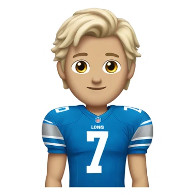 Dirty blonde short hair white male 17 year old in Detroit lions jersey  sticker