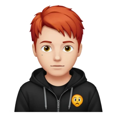 man with red hair and black hoodie sticker