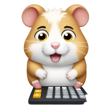 Hamster stressed using calculator sticker