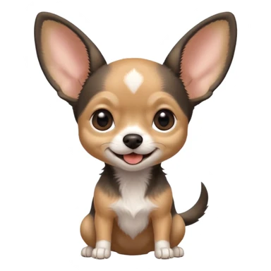 Full White and black Chihuahua - tiny, skinny and big ears sticker