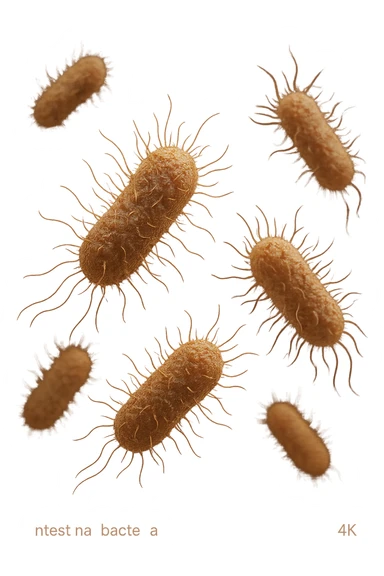 6 batteri intestinali iperrealistici sul bordeaux fluttuano in aria, iperrealistico 4k sticker