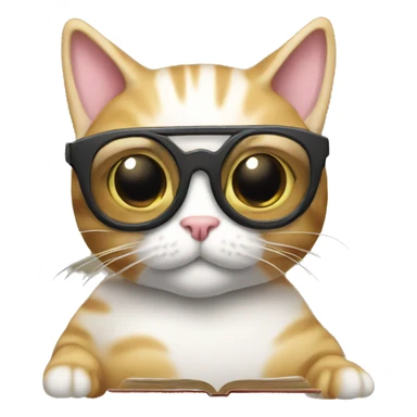 cat with googles reading a book sticker