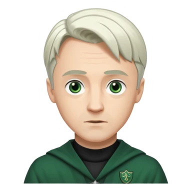 37-year-old Draco Malfoy, confident expression, silver hair, Slytherin colors sticker