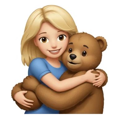 Blond Woman loving a big  bear sticker