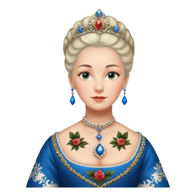 realistic cinematic Russian Empress Catherine the Great depicted with Victorian-style body tattoos sticker