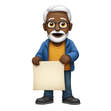 Old man holding protest banner sticker