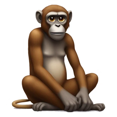 A chat sitting on hed of a monkey sticker