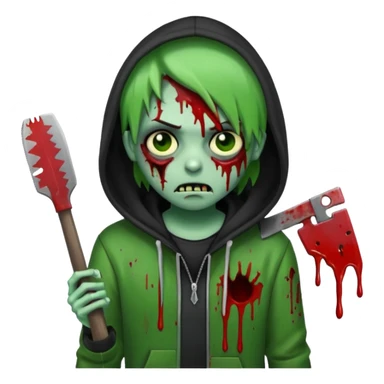 trap hood zombie emoji with saw and drip and emo sticker