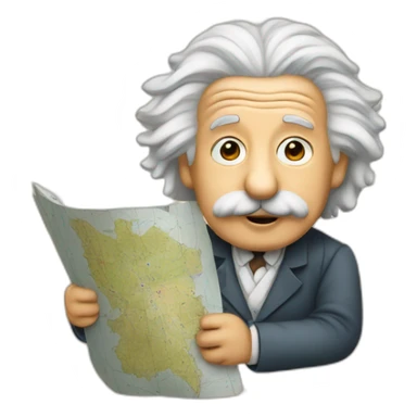 albert einstein holding a map sticker