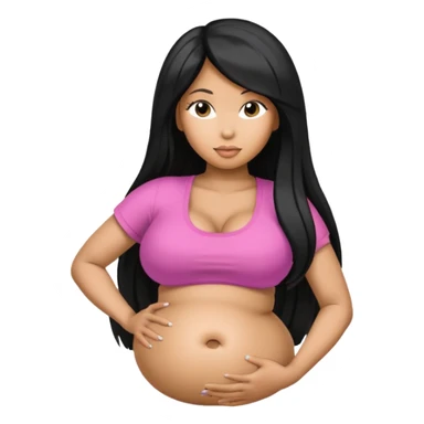  fat tan long half-white half-black hair nicki minaj with inflated belly sticker