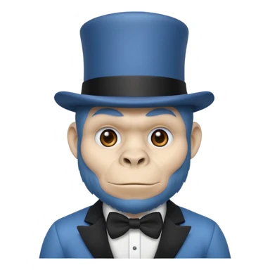 A gorilla tag guy from gorilla tag that’s blue and has the top hat sticker