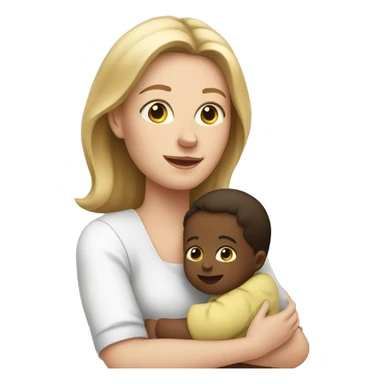 white mom holding little baby sticker