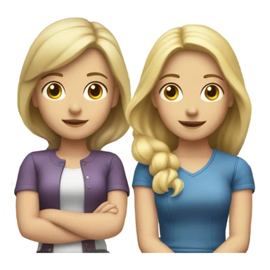 Two girls sitting on a bench one blonde one brunette both white  sticker