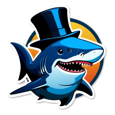 Shark with top hat sticker
