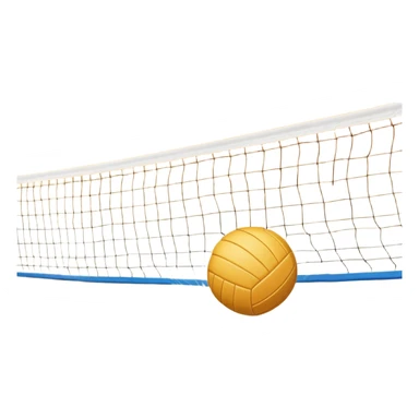 A close-up volleyball net with a ball hovering above it, set against the backdrop of a sandy volleyball court. The scene highlights the tension of an impending play, with the court lines clearly visible and a bright, sunny atmosphere surrounding the action. sticker
