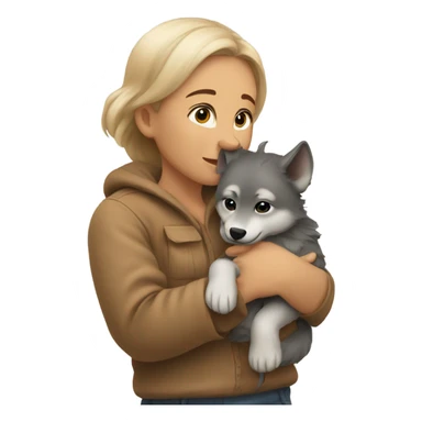 Baby holding wolf sticker