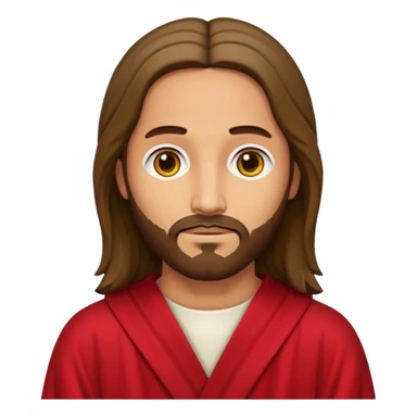 Jesus like the red robe Jesus painting but stylized like an emoji sticker