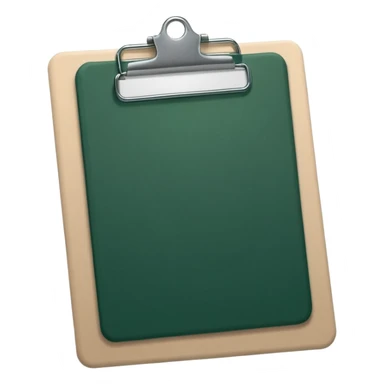 minimalistic dark green clipboard with light beige paper, no text, Apple emoji style sticker
