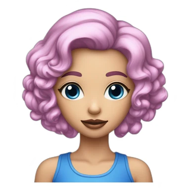 Fille cheveux bleumarrine et rose avec des paillettes dans les yeux sticker