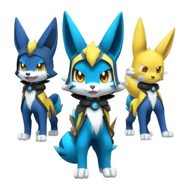 Anthro Cool Chibi Zeraora-Lucario-Renamon-Pokémon-Fakémon Full Body Detailed High Quality sticker