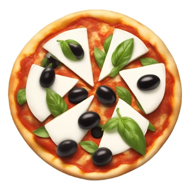 pizza with buffalo mozzarella, basil leaves and  black olives  sticker