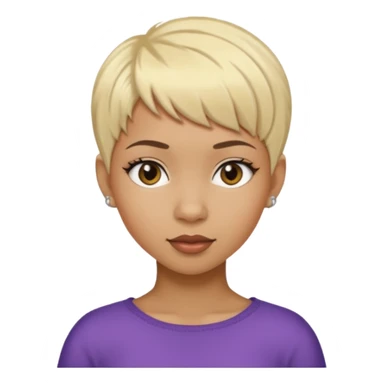 African-American female, with very short blonde pixie hair with bang to the side sticker