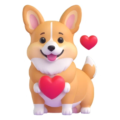 A corgi with a heart next to him sticker