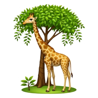 giraffe eating leaves from a tree sticker