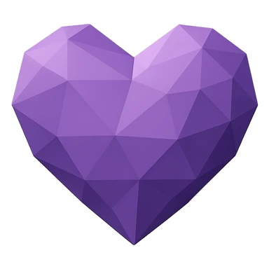 purple heart, low-poly geometric, no text sticker