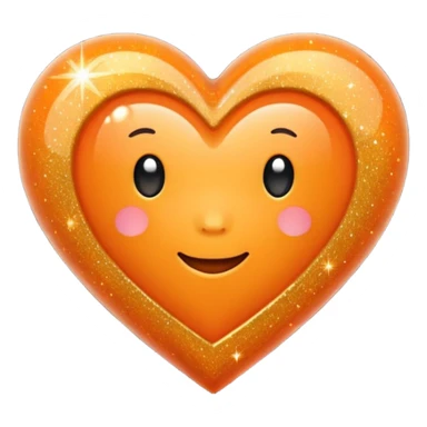 Orange heart with glitter sticker